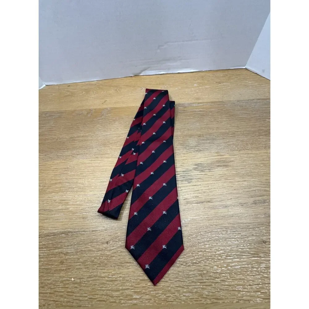 Men's Vintage 90's Burberrys 100% Silk Tie Red and Blue